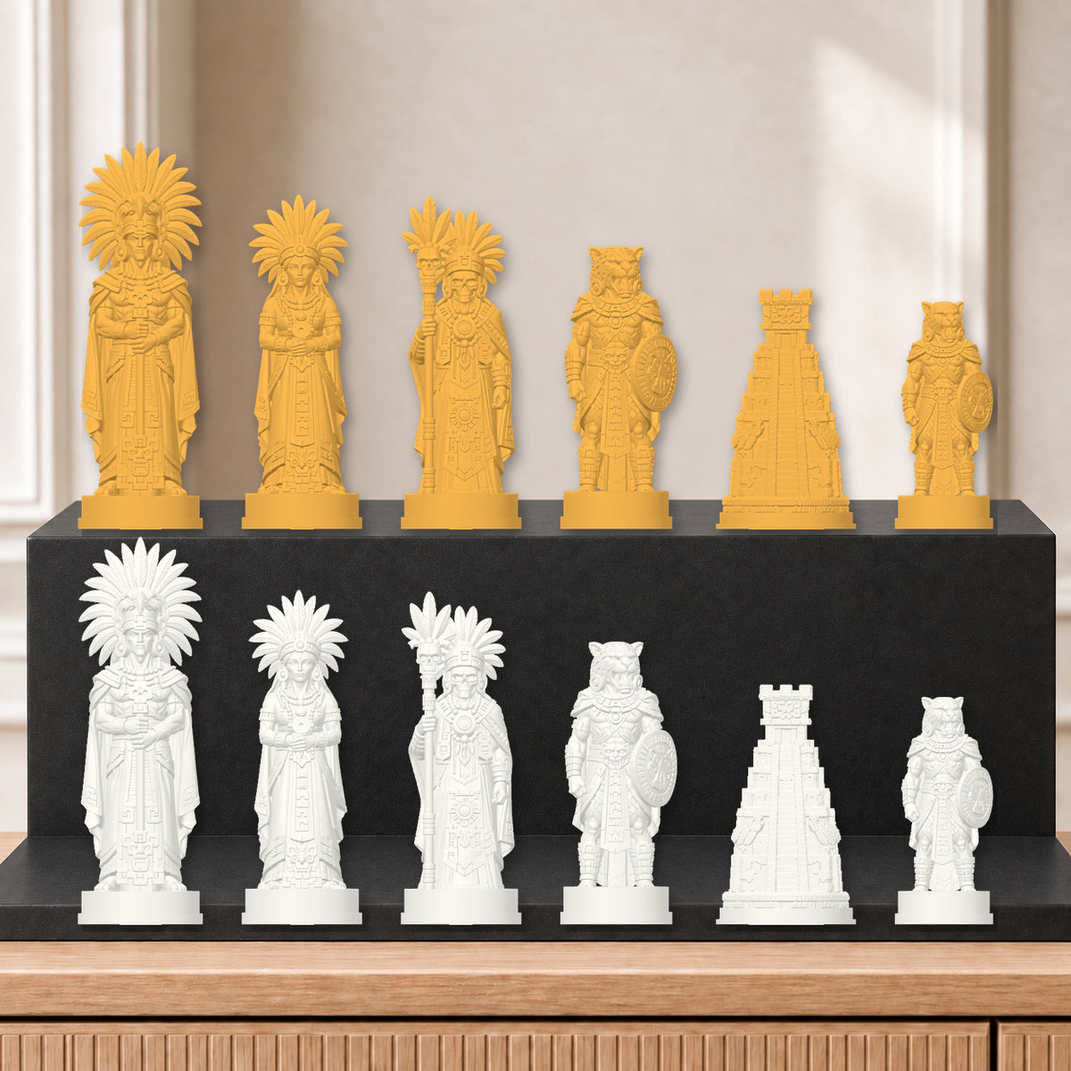 Azteken – thematisches Schachfigurenset mit 32 Figuren – Ansicht 6