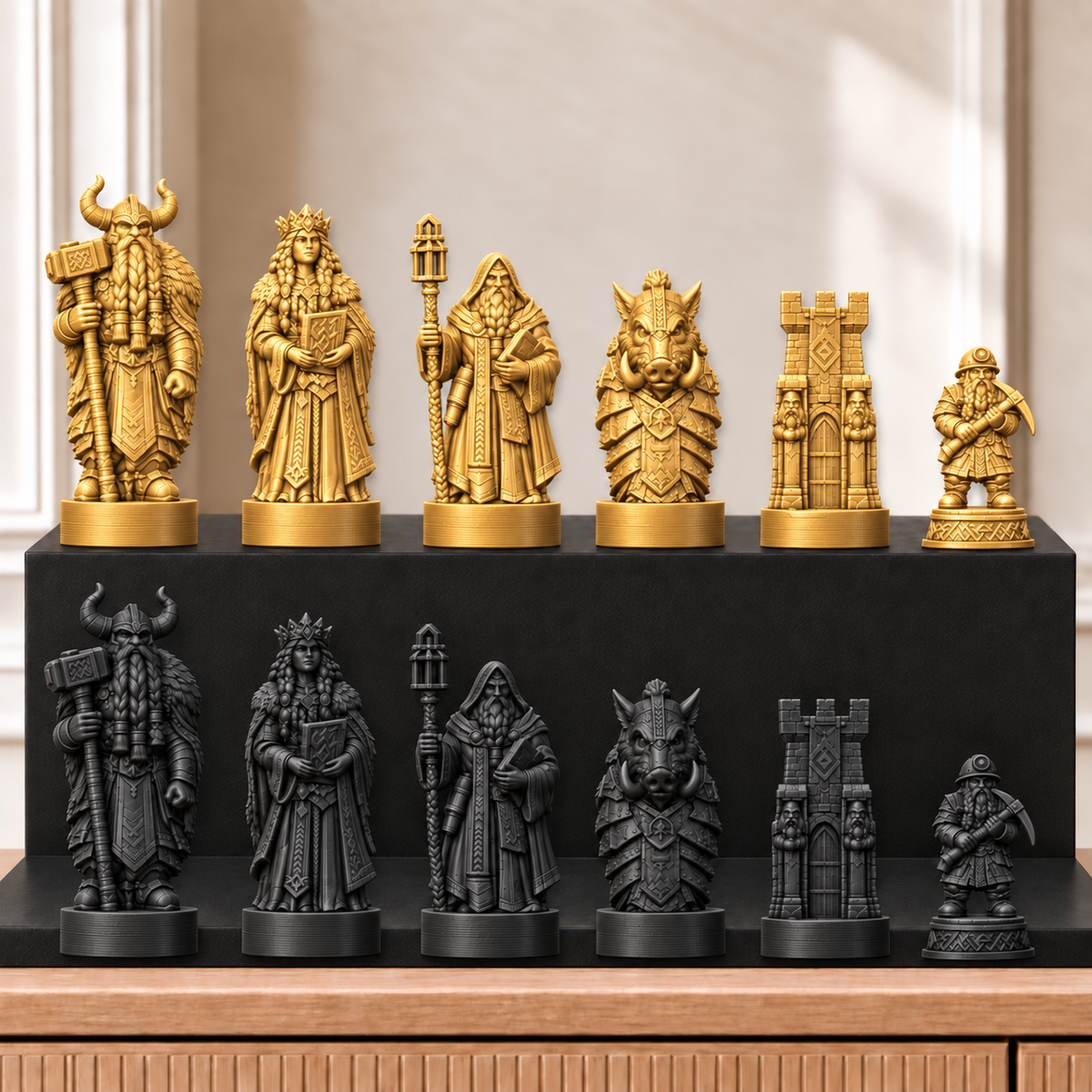 Zwerge – thematisches Schachfigurenset mit 32 Figuren – Ansicht 5