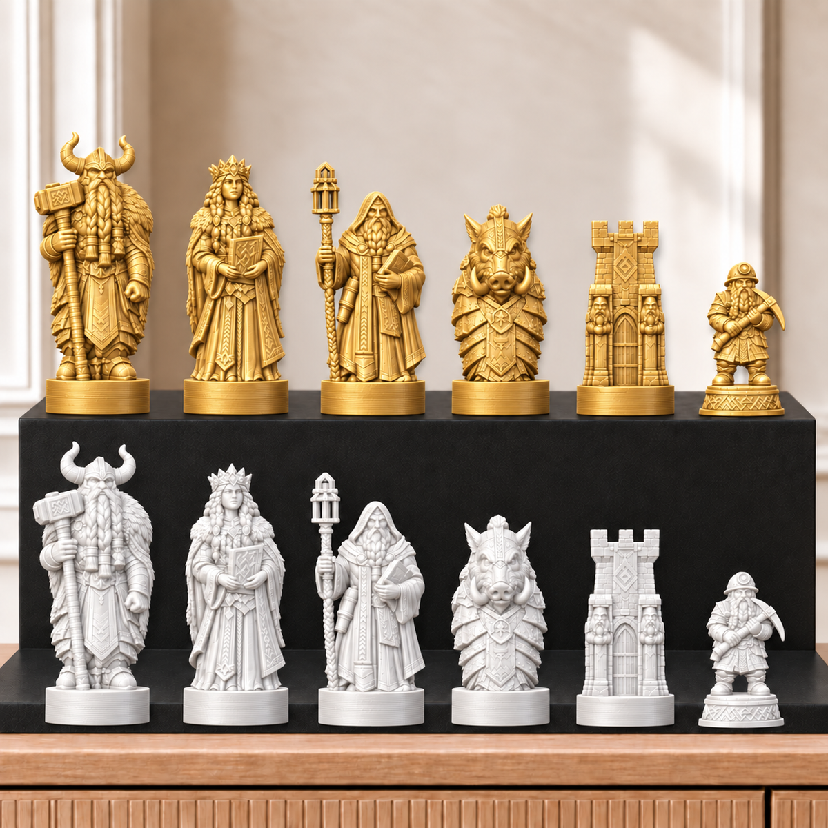 Zwerge – thematisches Schachfigurenset mit 32 Figuren – Ansicht 6