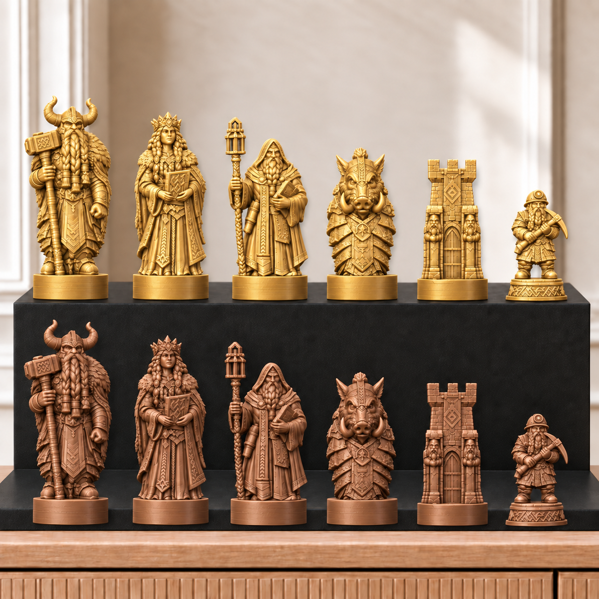 Zwerge – thematisches Schachfigurenset mit 32 Figuren – Ansicht 7