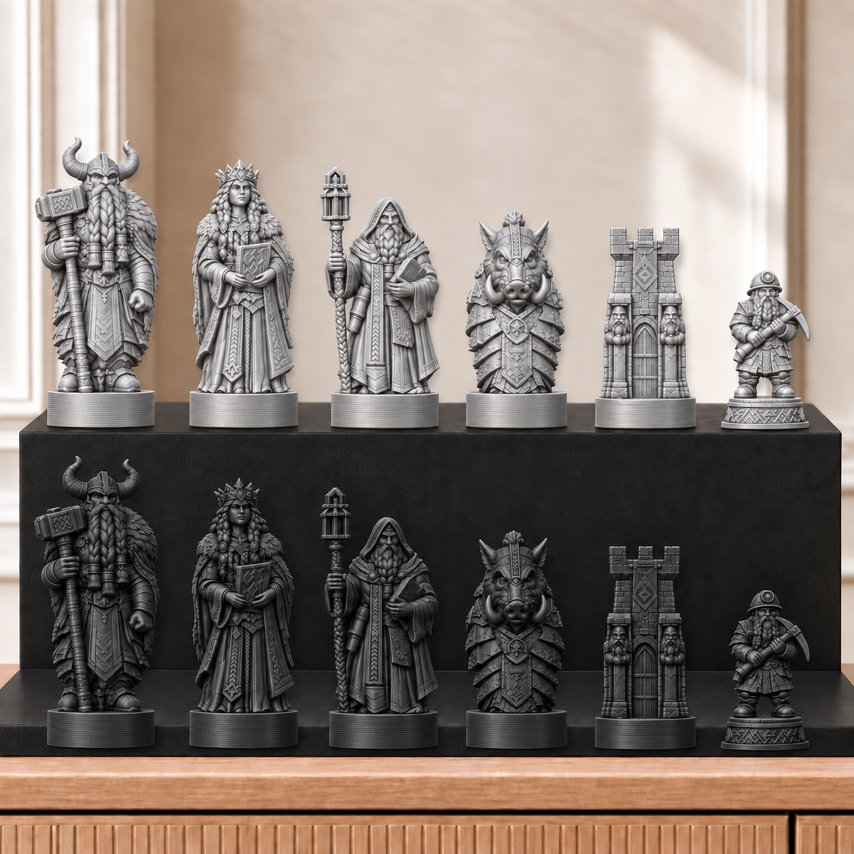 Zwerge – thematisches Schachfigurenset mit 32 Figuren – Ansicht 8