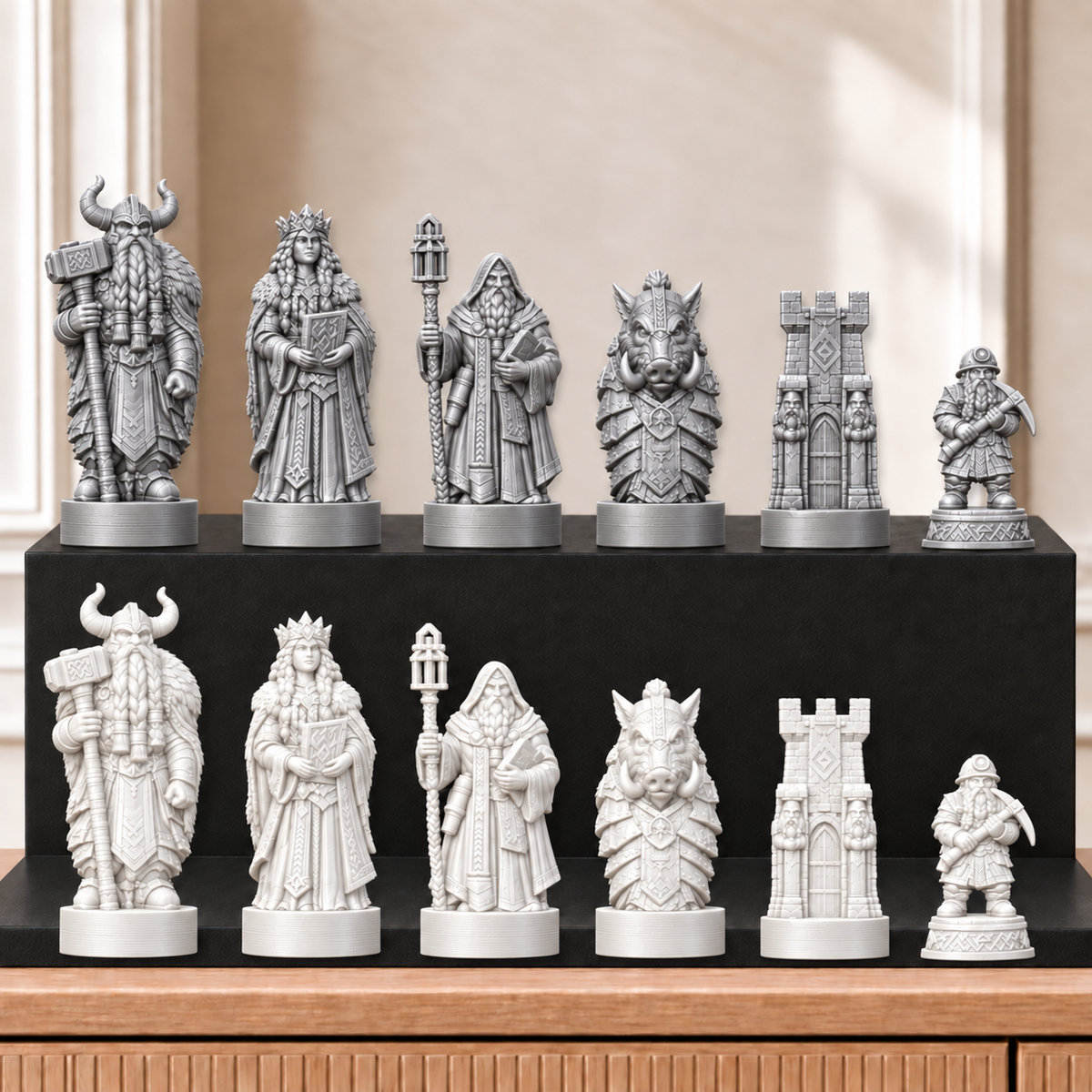 Zwerge – thematisches Schachfigurenset mit 32 Figuren – Ansicht 9
