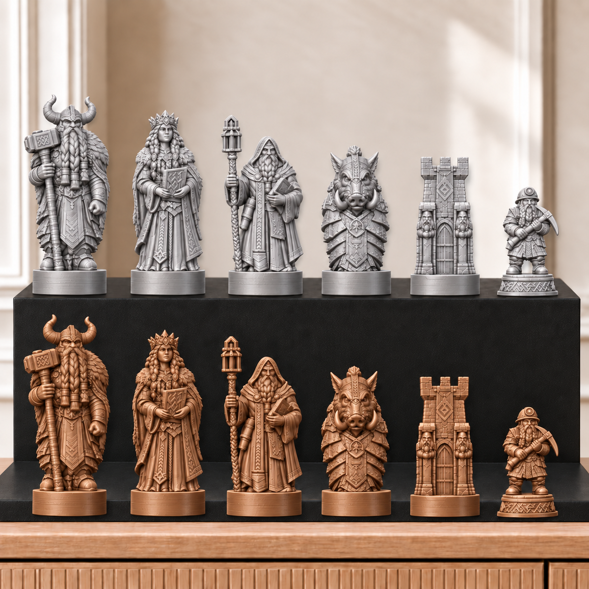 Zwerge – thematisches Schachfigurenset mit 32 Figuren – Ansicht 10