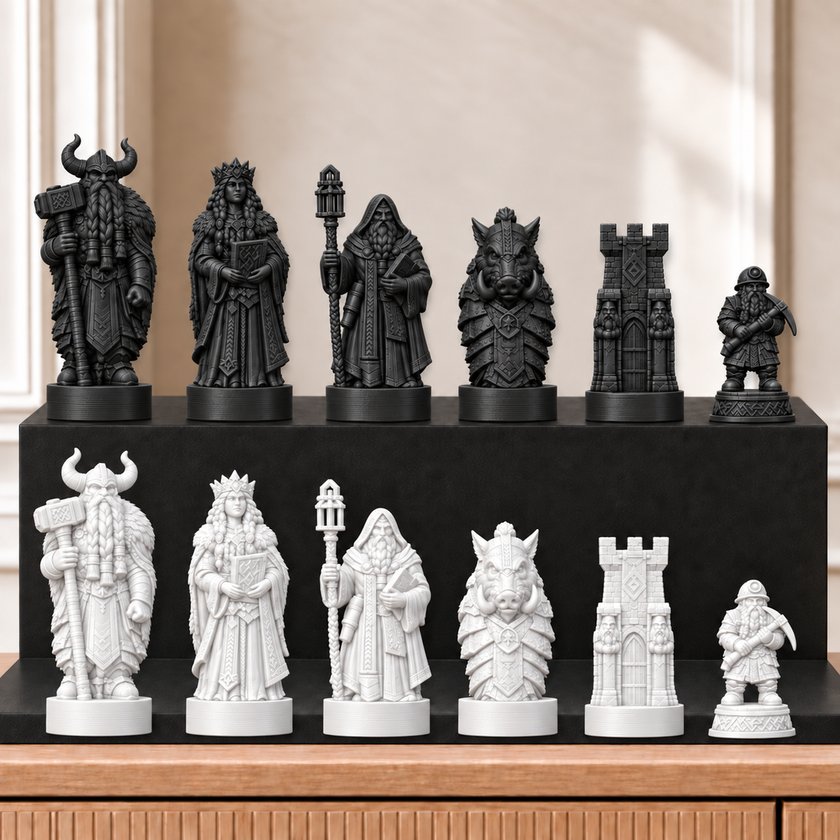Zwerge – thematisches Schachfigurenset mit 32 Figuren – Ansicht 11