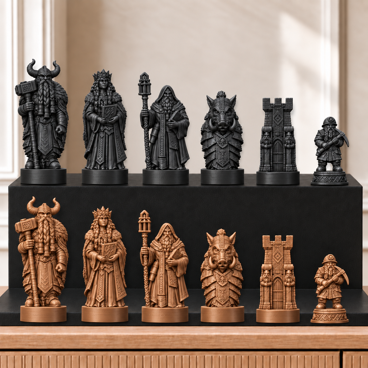 Zwerge – thematisches Schachfigurenset mit 32 Figuren – Ansicht 12