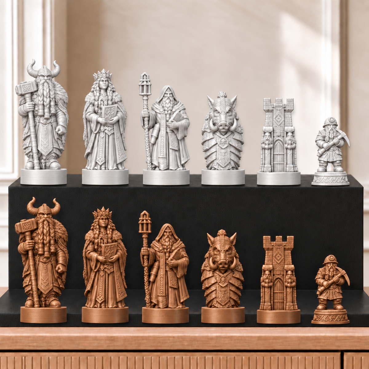Zwerge – thematisches Schachfigurenset mit 32 Figuren – Ansicht 13