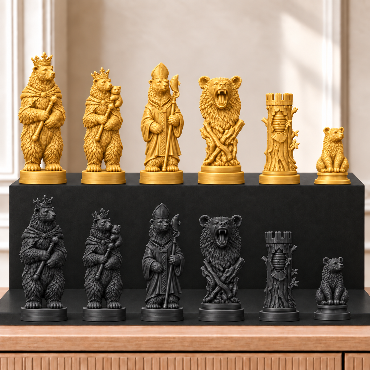 Bären – thematisches Schachfigurenset mit 32 Figuren – Ansicht 5