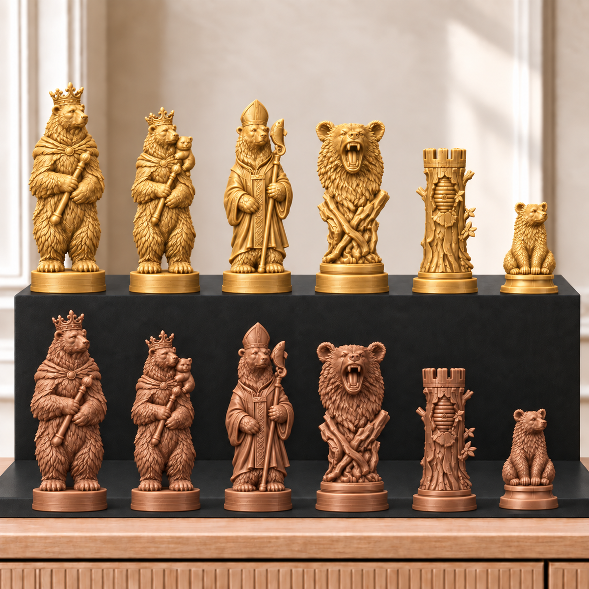 Bären – thematisches Schachfigurenset mit 32 Figuren – Ansicht 7