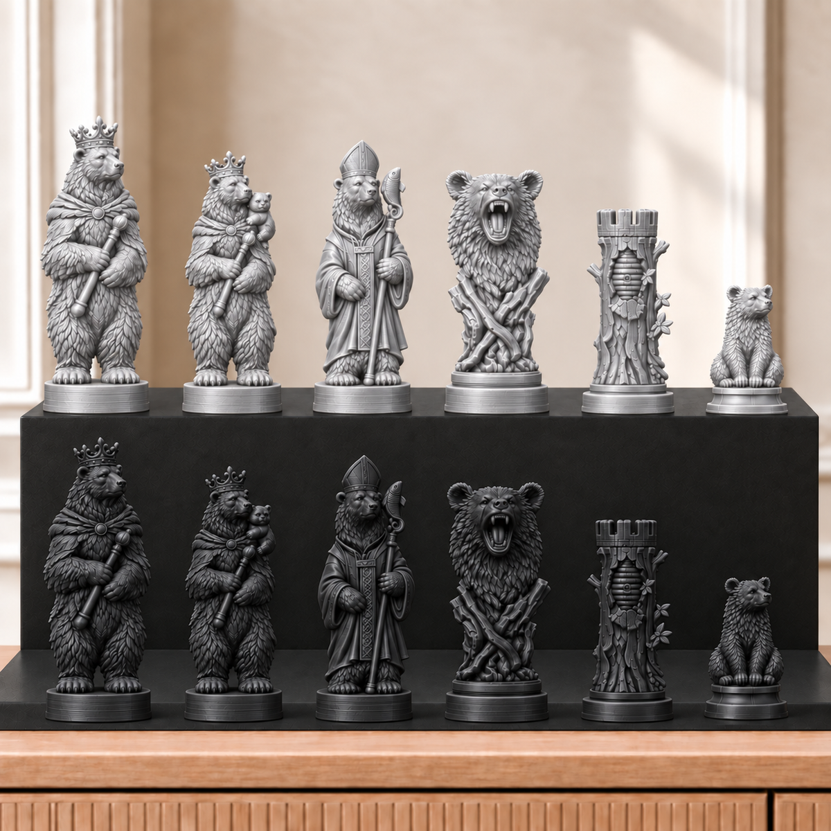 Bären – thematisches Schachfigurenset mit 32 Figuren – Ansicht 8