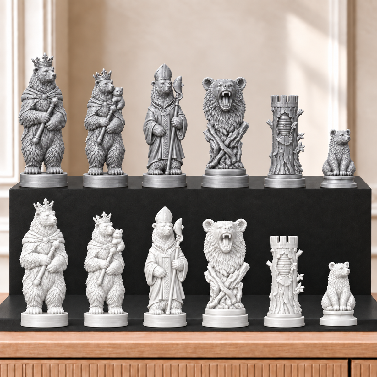 Bären – thematisches Schachfigurenset mit 32 Figuren – Ansicht 9