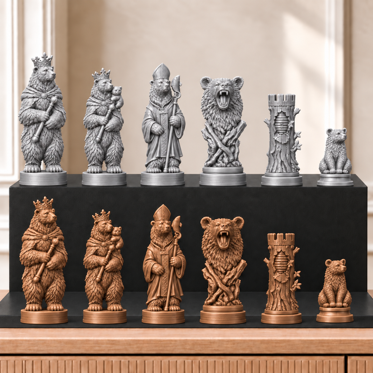 Bären – thematisches Schachfigurenset mit 32 Figuren – Ansicht 10