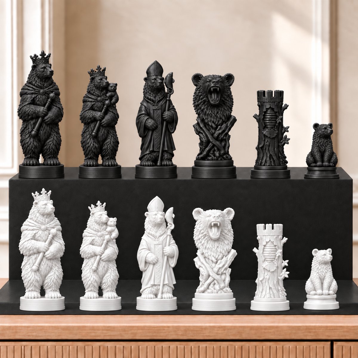 Bären – thematisches Schachfigurenset mit 32 Figuren – Ansicht 11