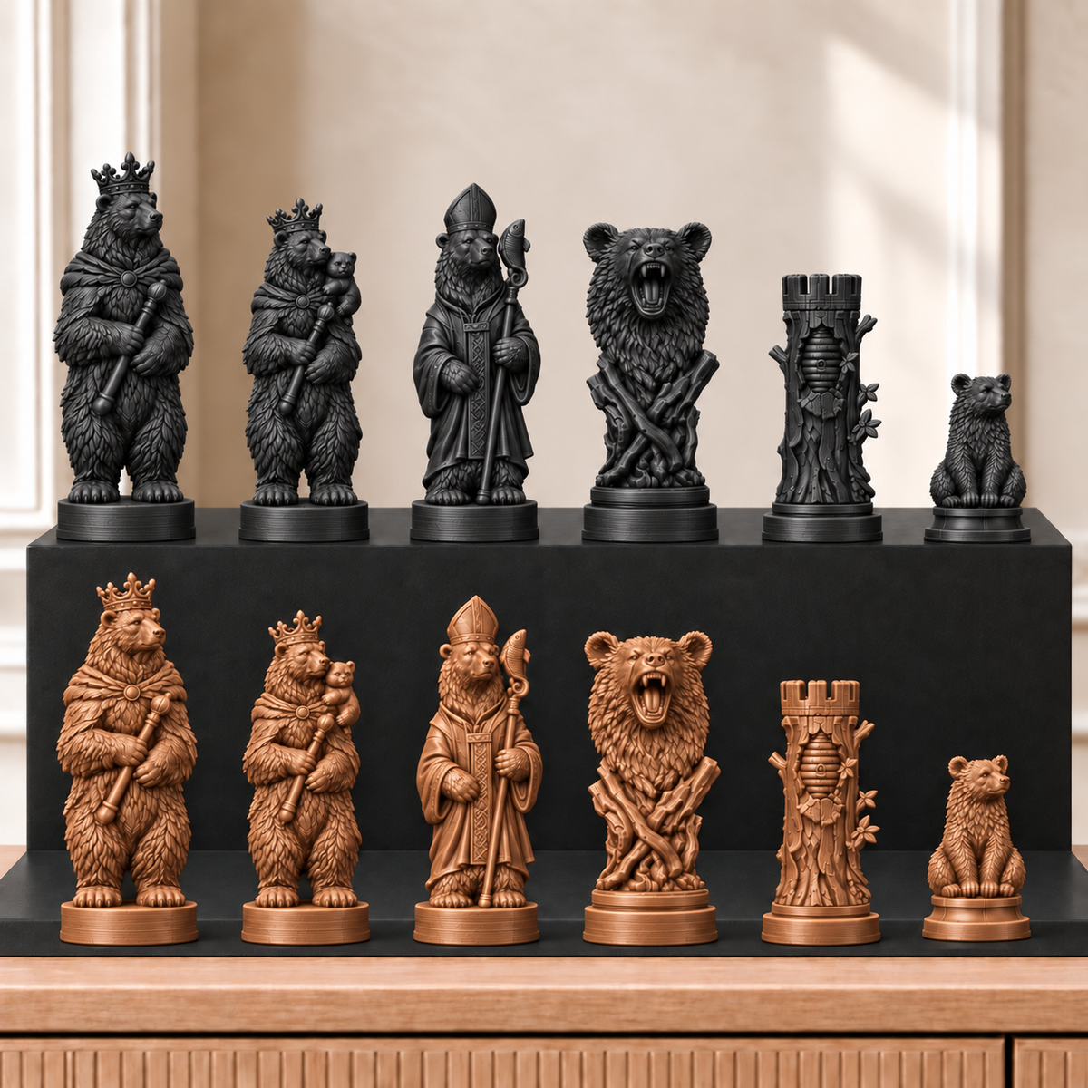 Bären – thematisches Schachfigurenset mit 32 Figuren – Ansicht 12