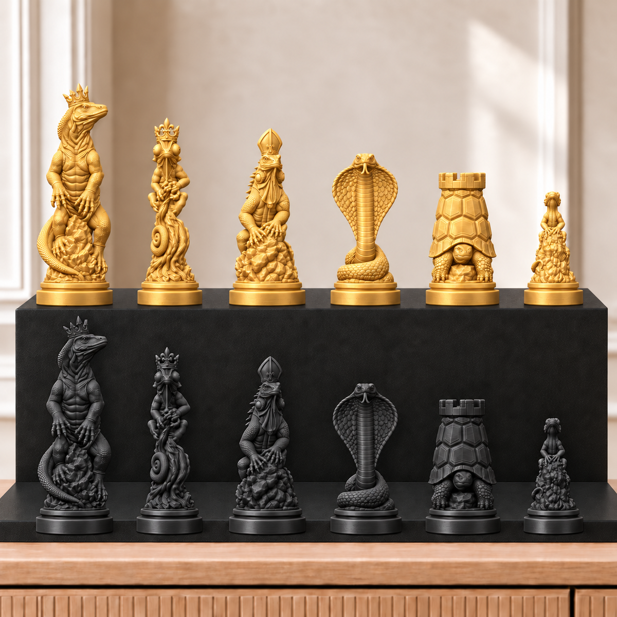 Reptilien – thematisches Schachfigurenset mit 32 Figuren – Ansicht 5