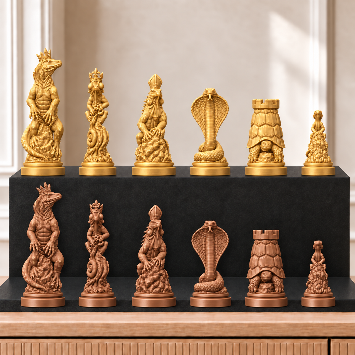 Reptilien – thematisches Schachfigurenset mit 32 Figuren – Ansicht 7