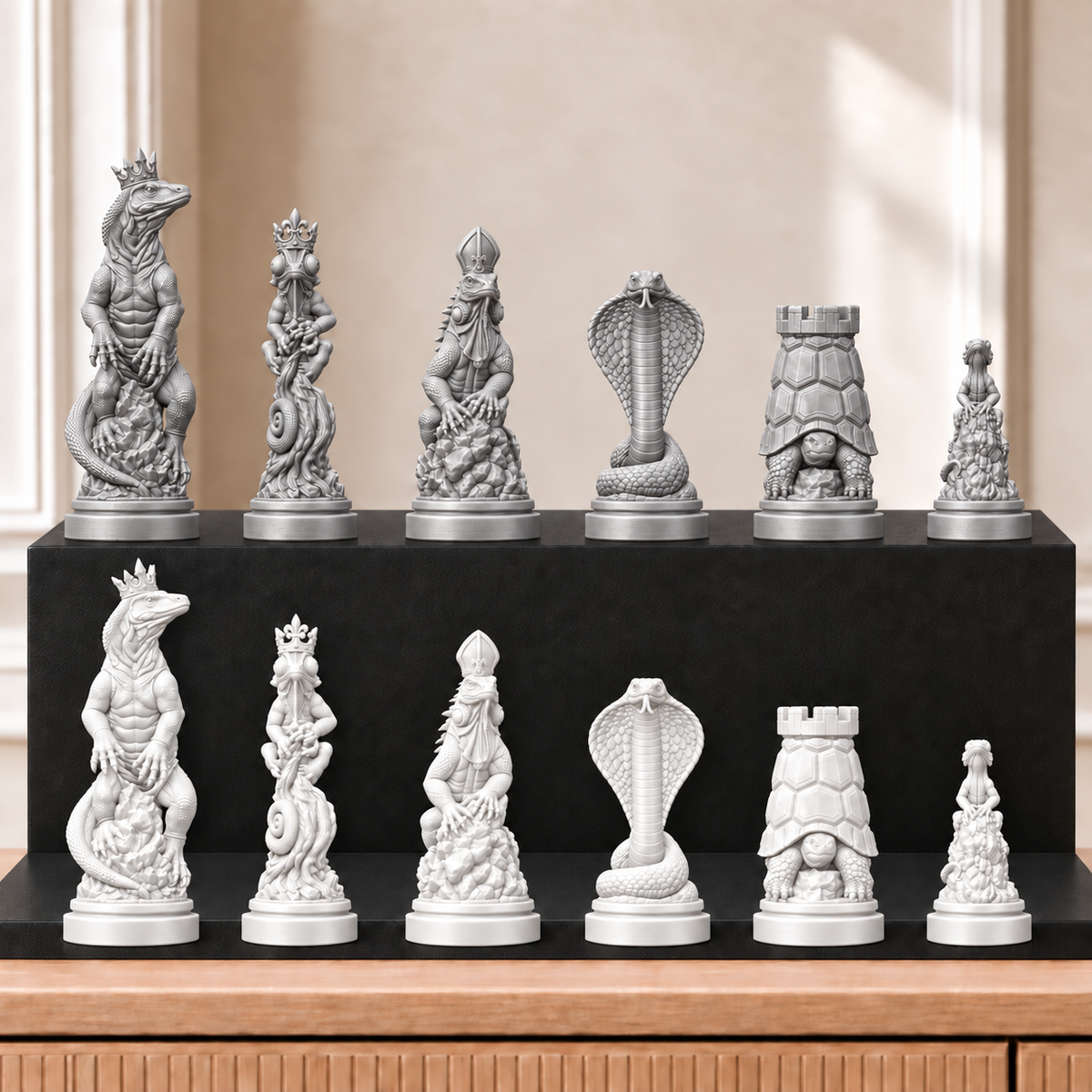 Reptilien – thematisches Schachfigurenset mit 32 Figuren – Ansicht 9
