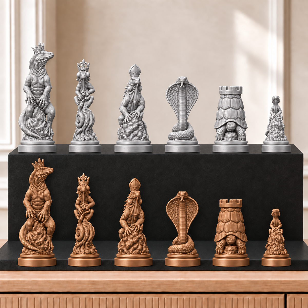 Reptilien – thematisches Schachfigurenset mit 32 Figuren – Ansicht 10