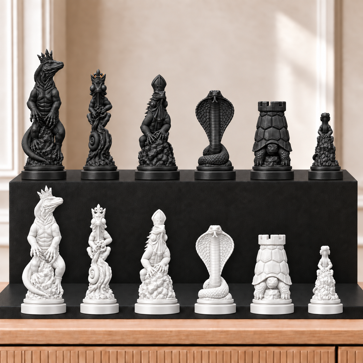 Reptilien – thematisches Schachfigurenset mit 32 Figuren – Ansicht 11