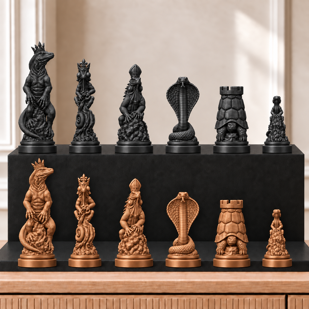 Reptilien – thematisches Schachfigurenset mit 32 Figuren – Ansicht 12