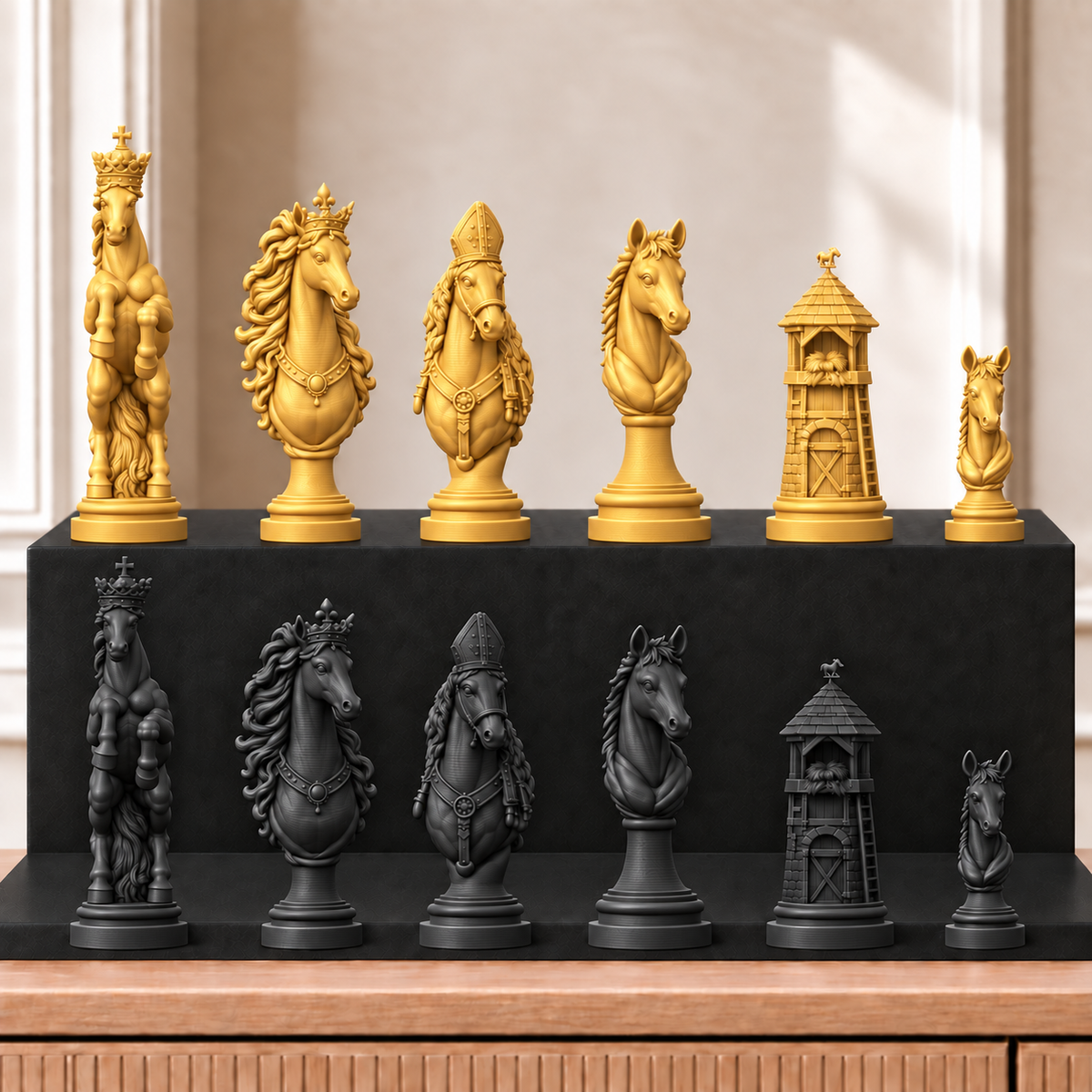 Pferde – thematisches Schachfigurenset mit 32 Figuren – Ansicht 5