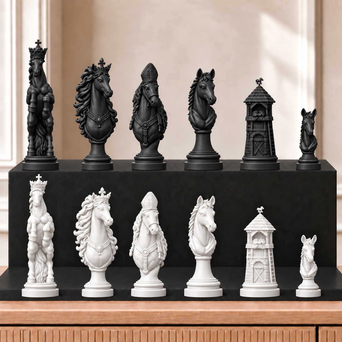 Pferde – thematisches Schachfigurenset mit 32 Figuren – Ansicht 11