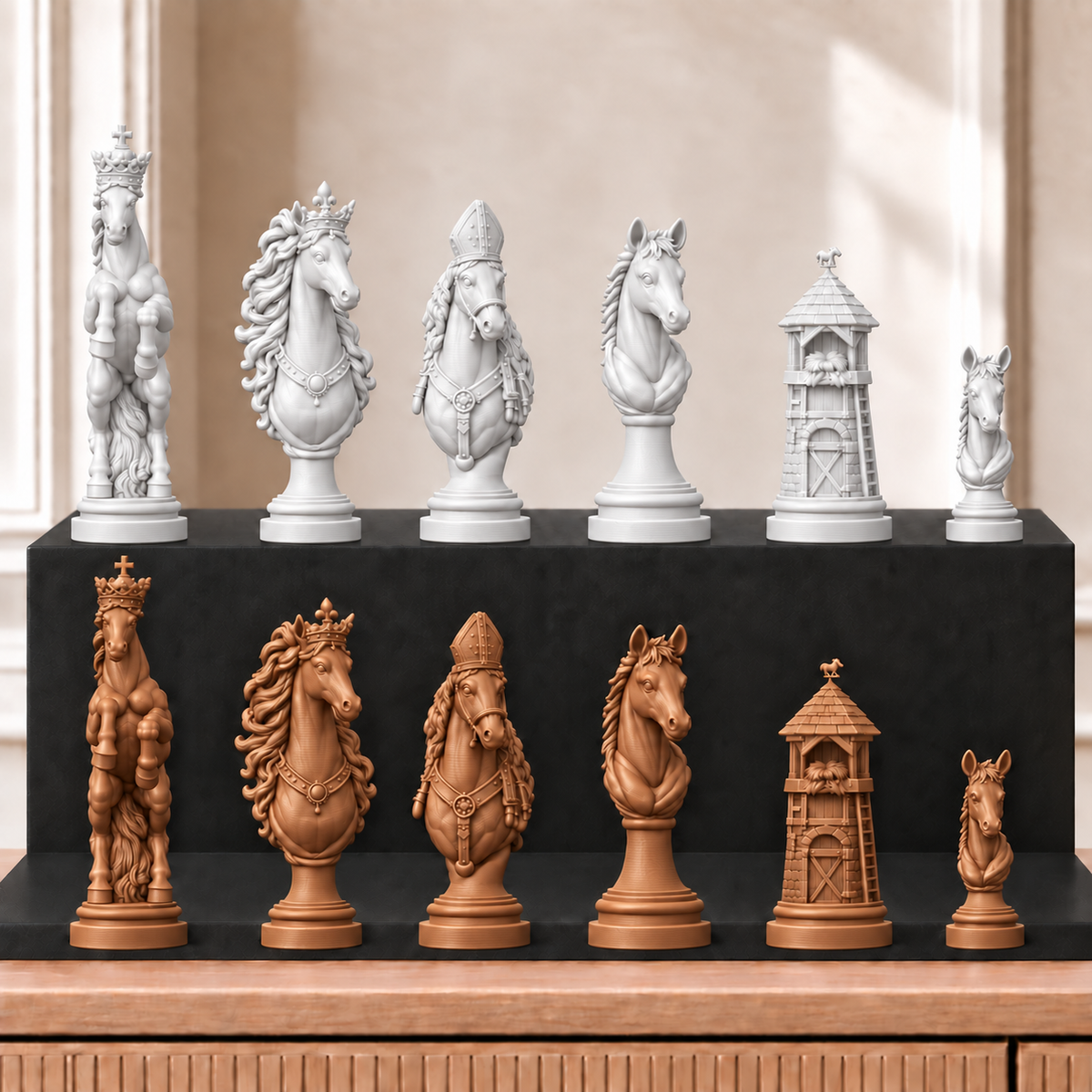 Pferde – thematisches Schachfigurenset mit 32 Figuren – Ansicht 13