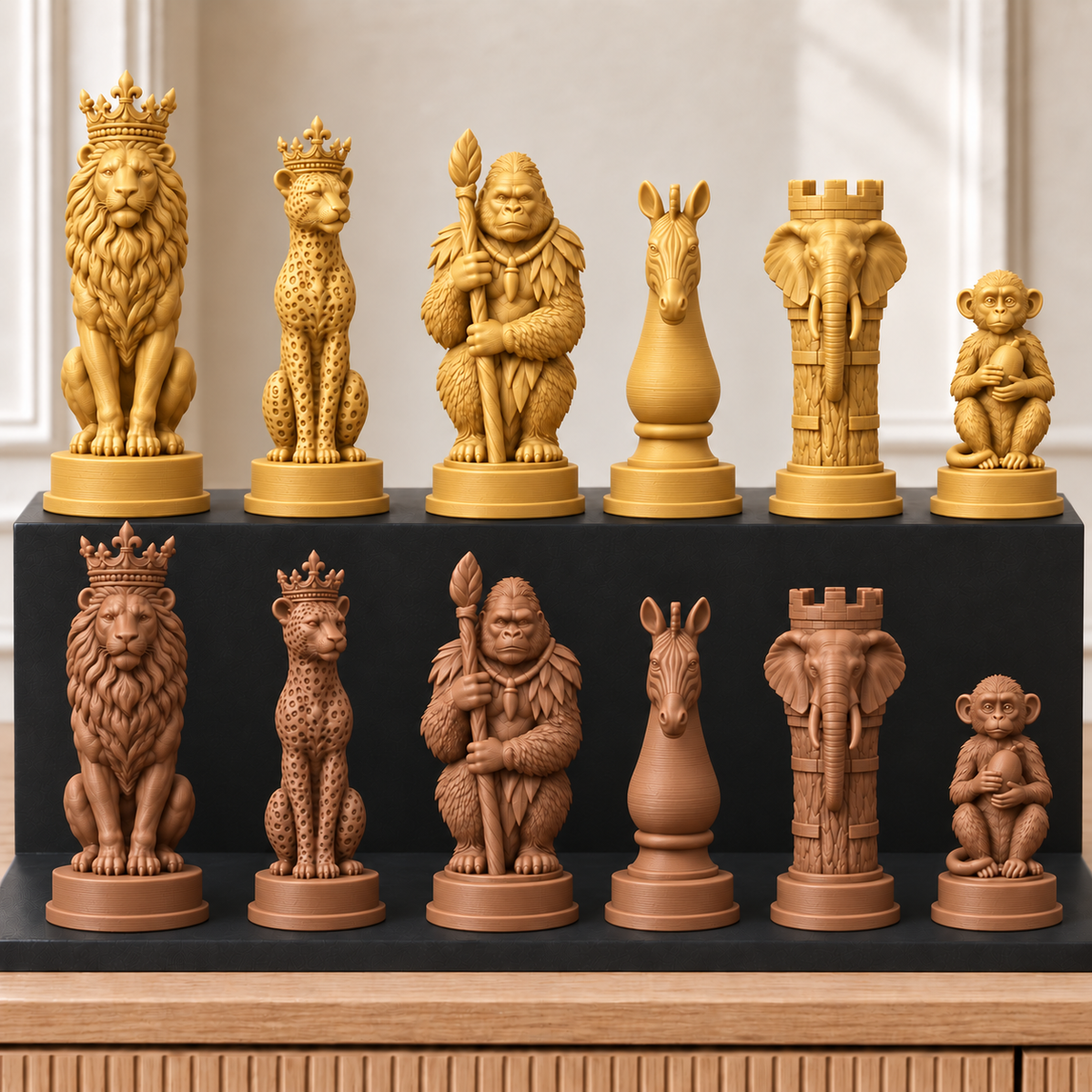 Dschungeltiere – thematisches Schachfigurenset mit 32 Figuren – Ansicht 7