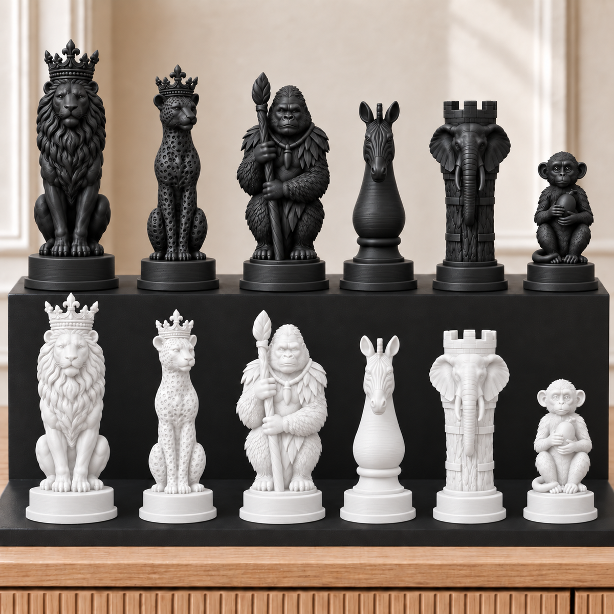 Dschungeltiere – thematisches Schachfigurenset mit 32 Figuren – Ansicht 11