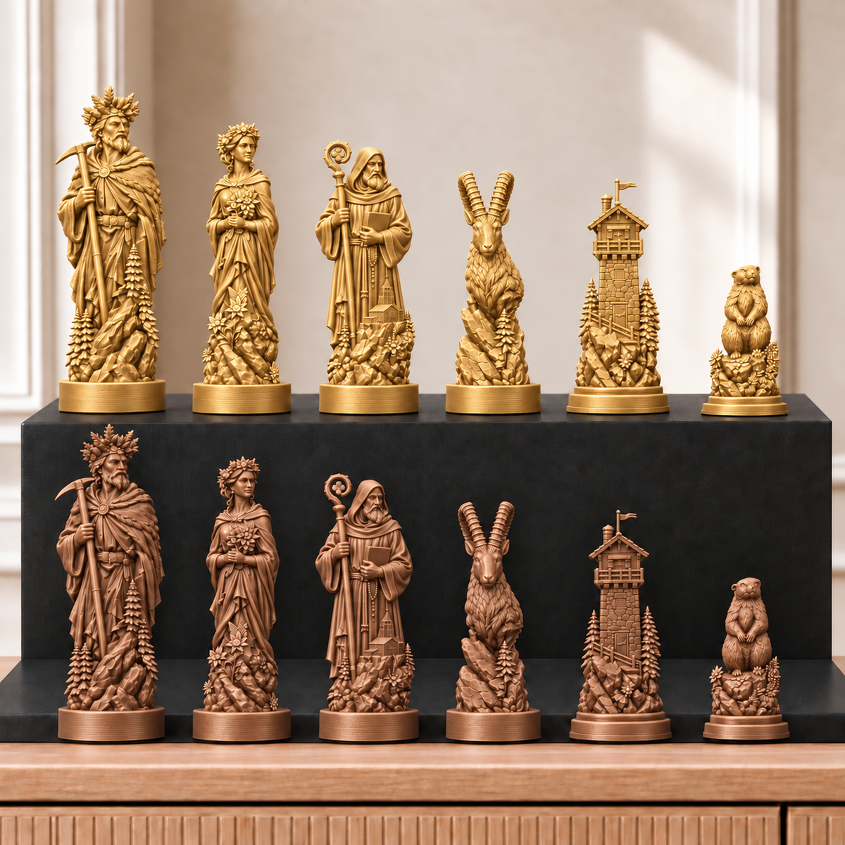 Berge – thematisches Schachfigurenset mit 32 Figuren – Ansicht 7