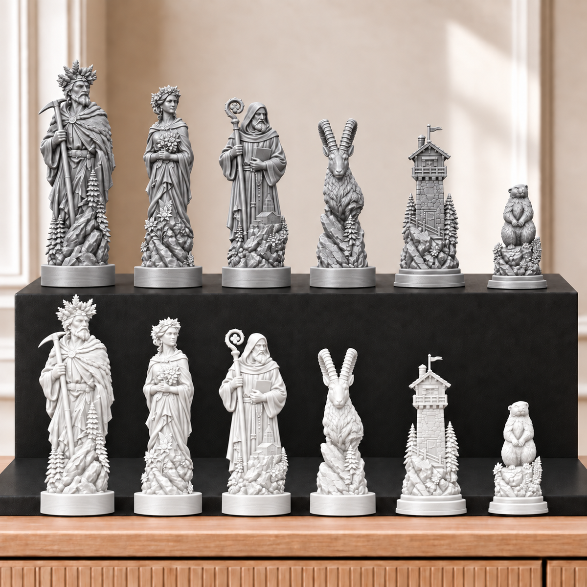 Berge – thematisches Schachfigurenset mit 32 Figuren – Ansicht 9