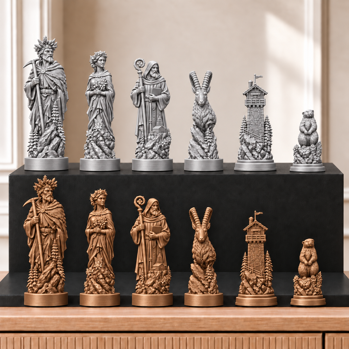 Berge – thematisches Schachfigurenset mit 32 Figuren – Ansicht 10