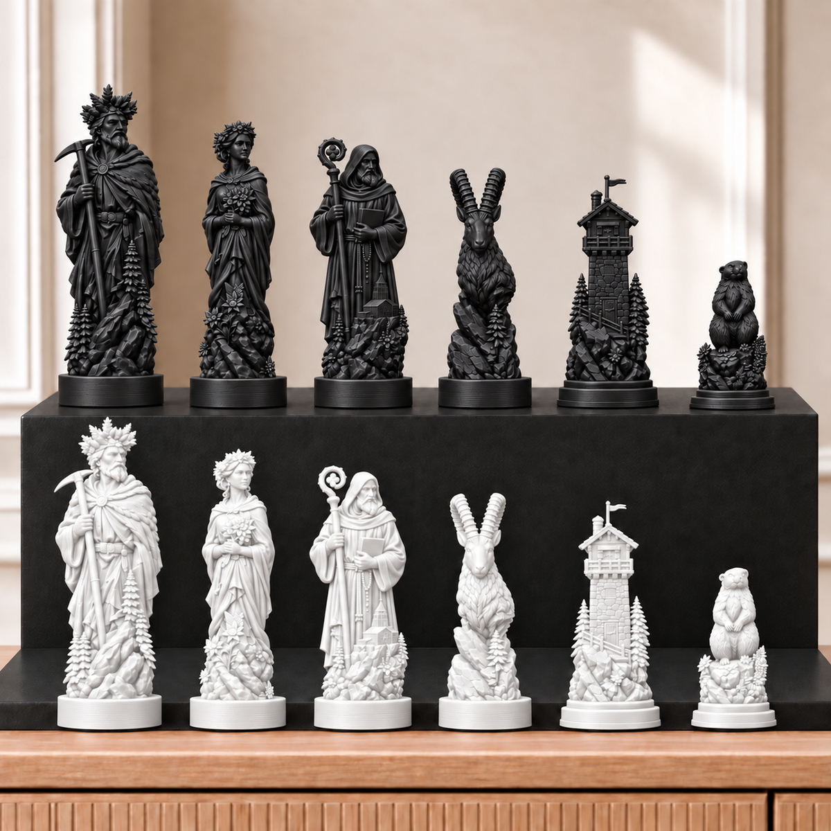 Berge – thematisches Schachfigurenset mit 32 Figuren – Ansicht 11