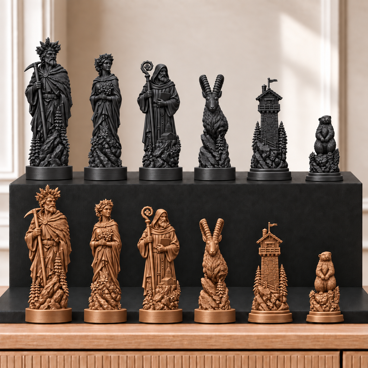 Berge – thematisches Schachfigurenset mit 32 Figuren – Ansicht 12
