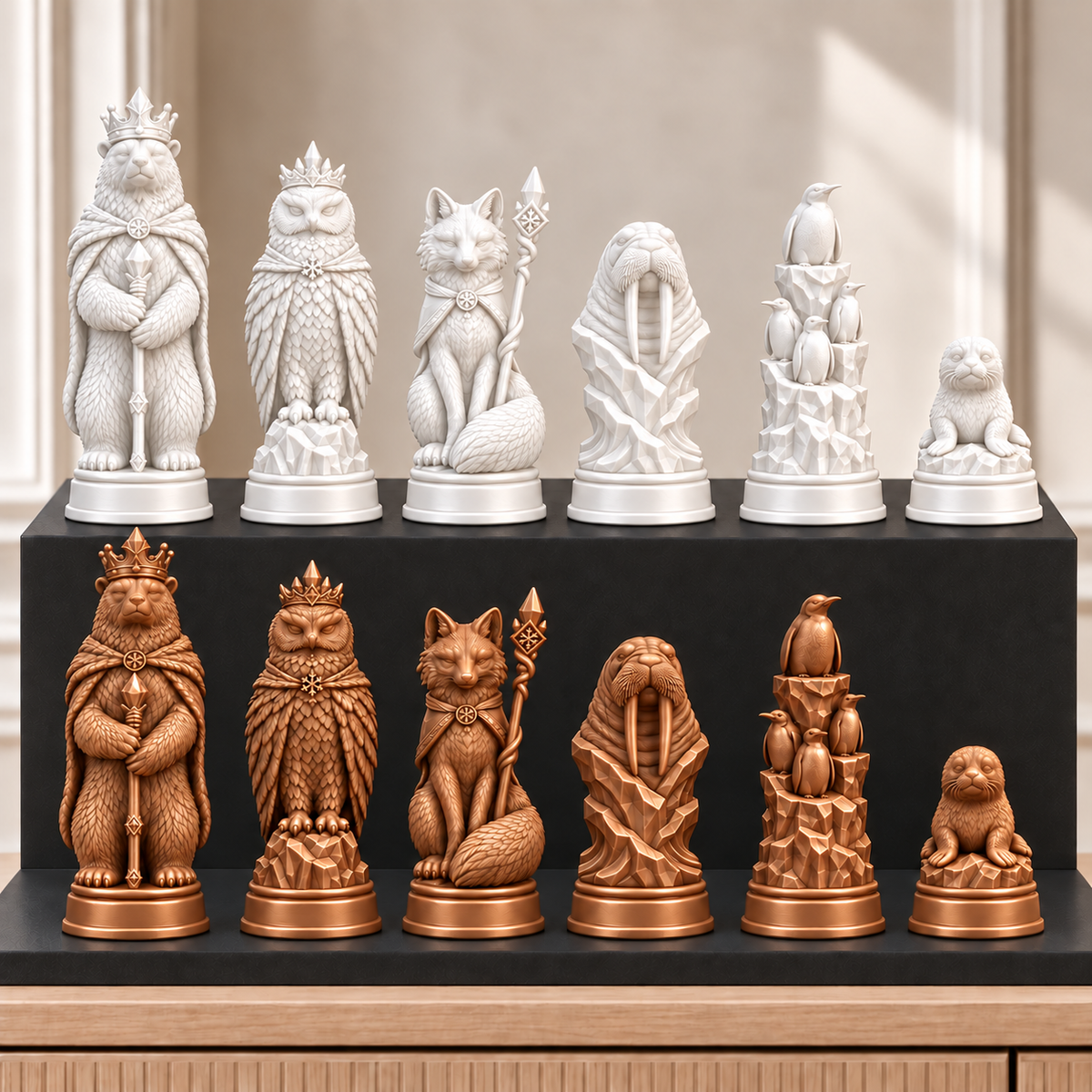 Arktische Tiere – thematisches Schachfigurenset mit 32 Figuren – Ansicht 13