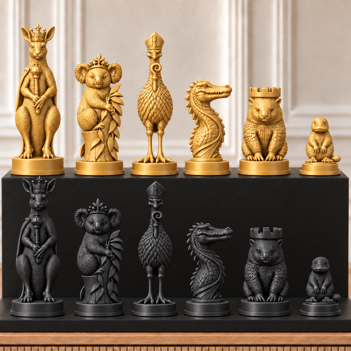 Australische Tiere – thematisches Schachfigurenset mit 32 Figuren – Ansicht 5