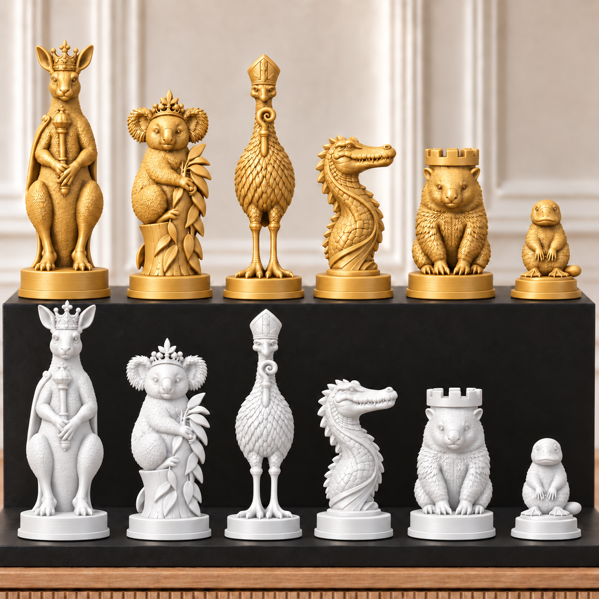 Australische Tiere – thematisches Schachfigurenset mit 32 Figuren – Ansicht 6