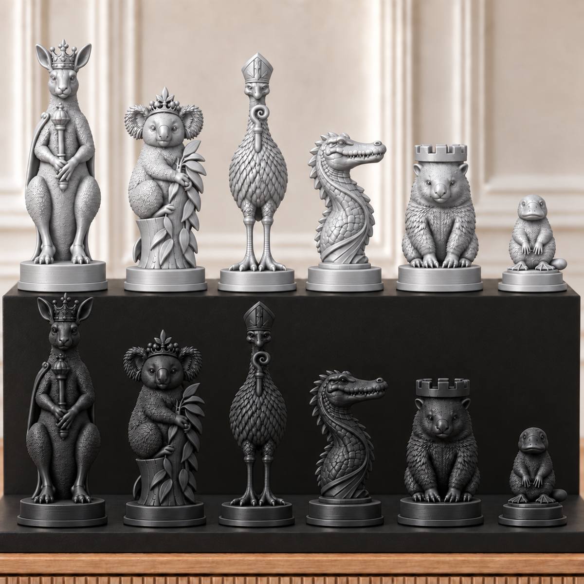 Australische Tiere – thematisches Schachfigurenset mit 32 Figuren – Ansicht 8