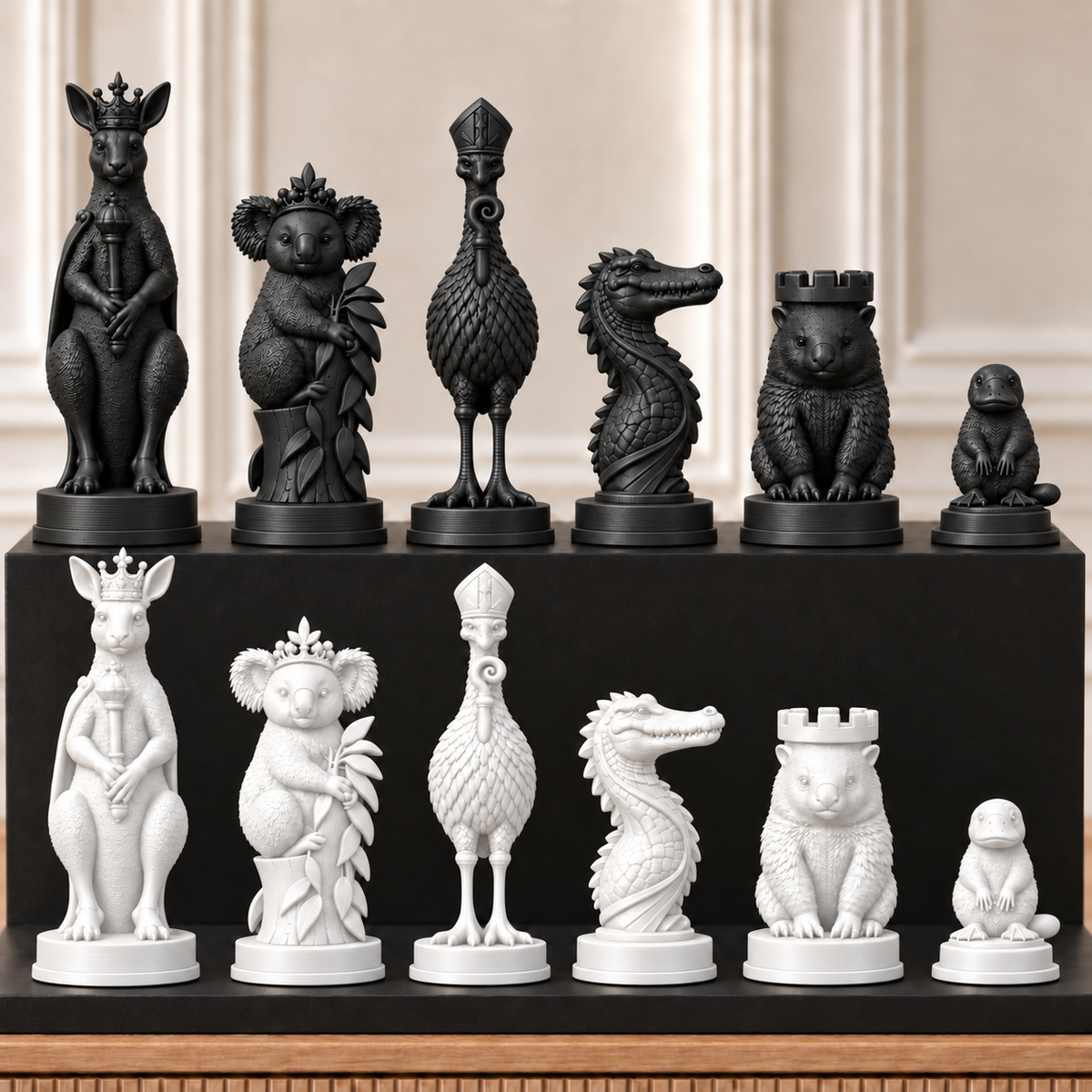 Australische Tiere – thematisches Schachfigurenset mit 32 Figuren – Ansicht 11