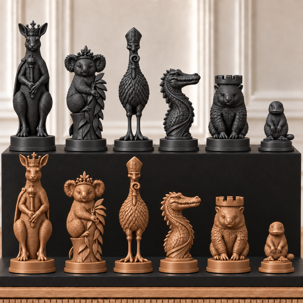 Australische Tiere – thematisches Schachfigurenset mit 32 Figuren – Ansicht 12