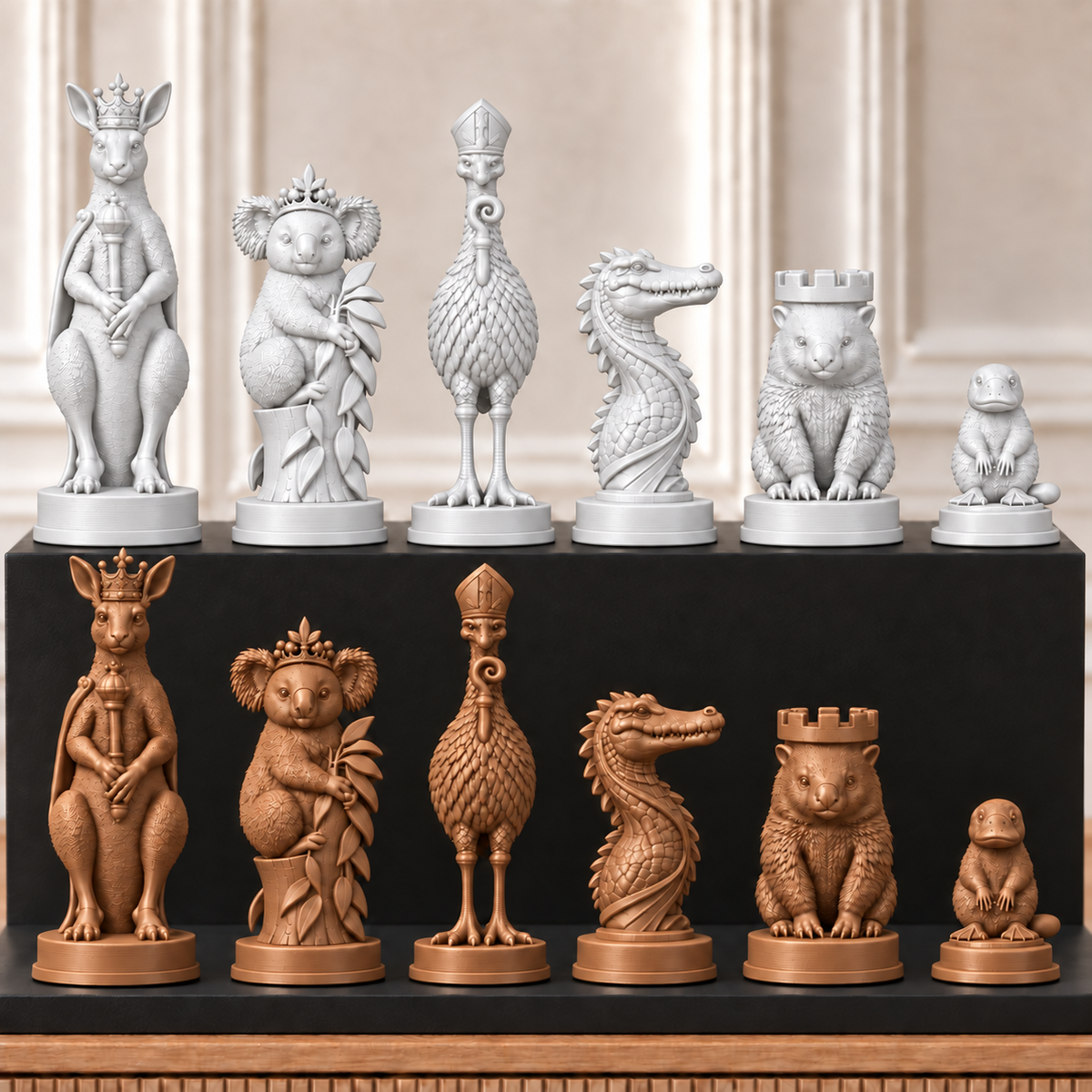 Australische Tiere – thematisches Schachfigurenset mit 32 Figuren – Ansicht 13