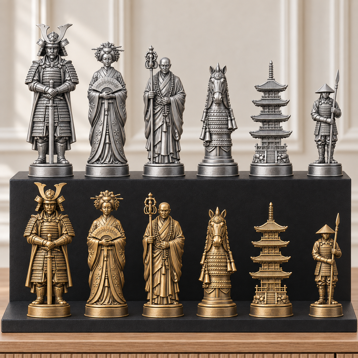 Samurai – thematisches Schachfigurenset mit 32 Figuren – Ansicht 2