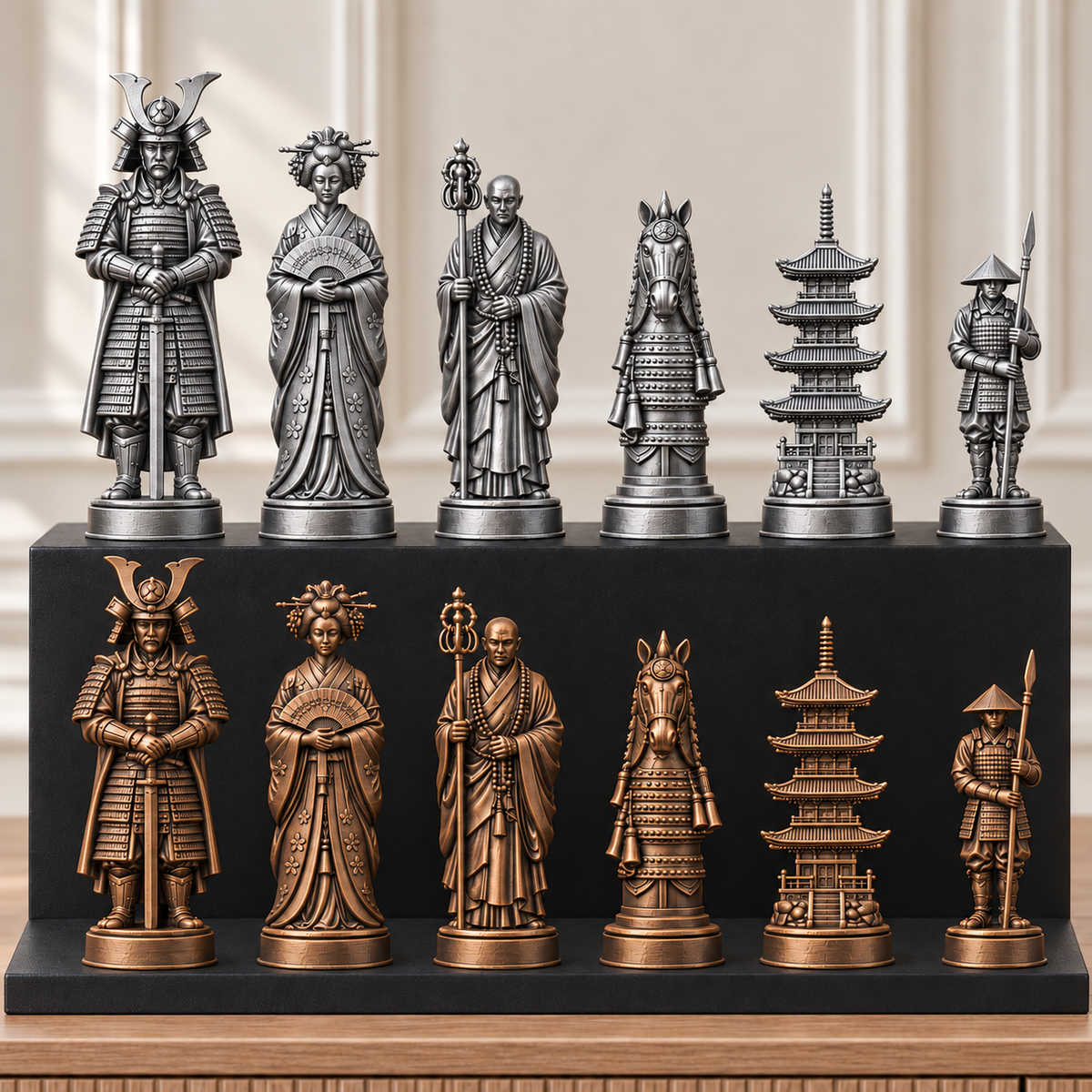 Samurai – thematisches Schachfigurenset mit 32 Figuren – Ansicht 3