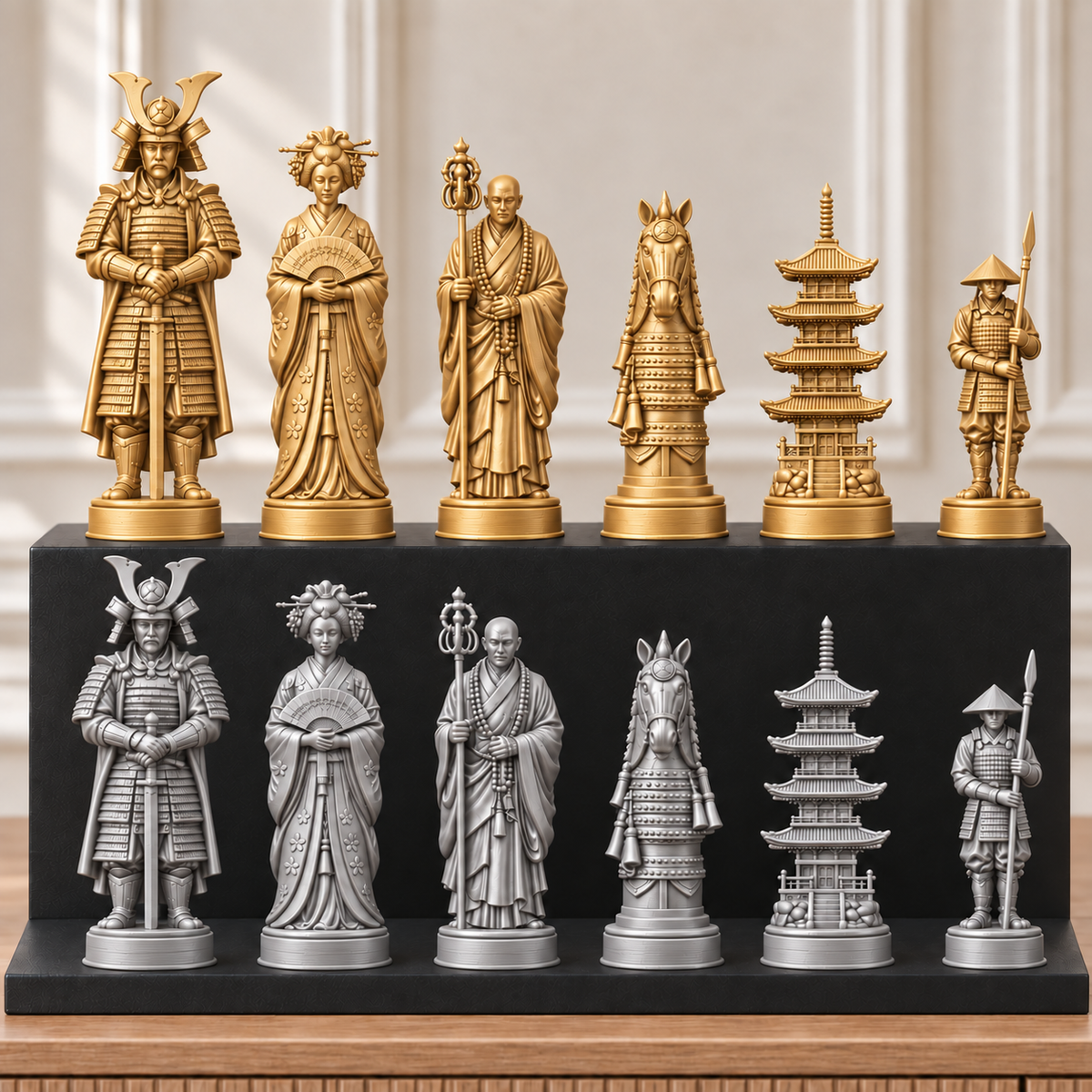 Samurai – thematisches Schachfigurenset mit 32 Figuren – Ansicht 4