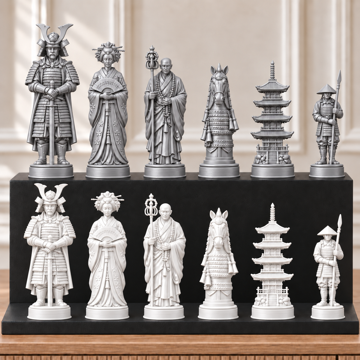 Samurai – thematisches Schachfigurenset mit 32 Figuren – Ansicht 9