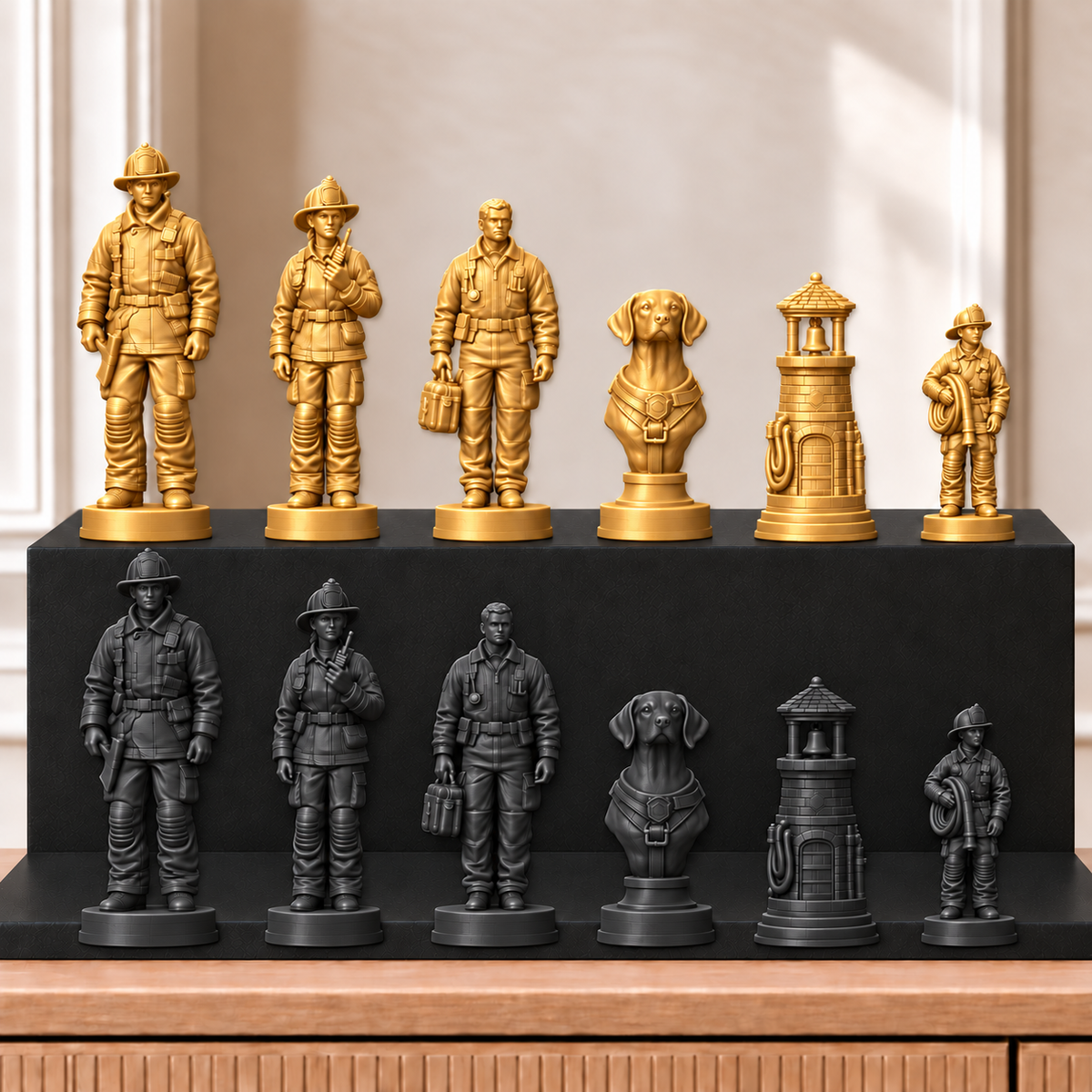 Feuerwehr – thematisches Schachfigurenset mit 32 Figuren – Ansicht 5