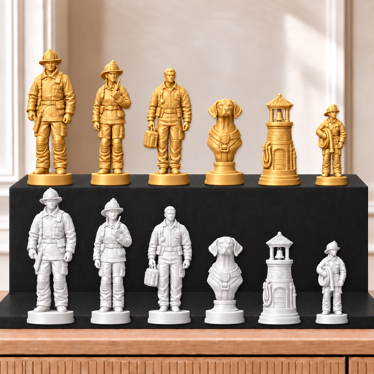 Feuerwehr – thematisches Schachfigurenset mit 32 Figuren – Ansicht 6