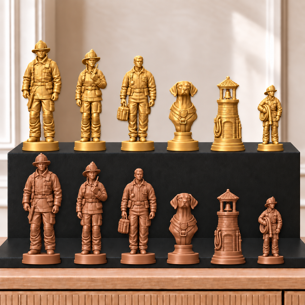 Feuerwehr – thematisches Schachfigurenset mit 32 Figuren – Ansicht 7