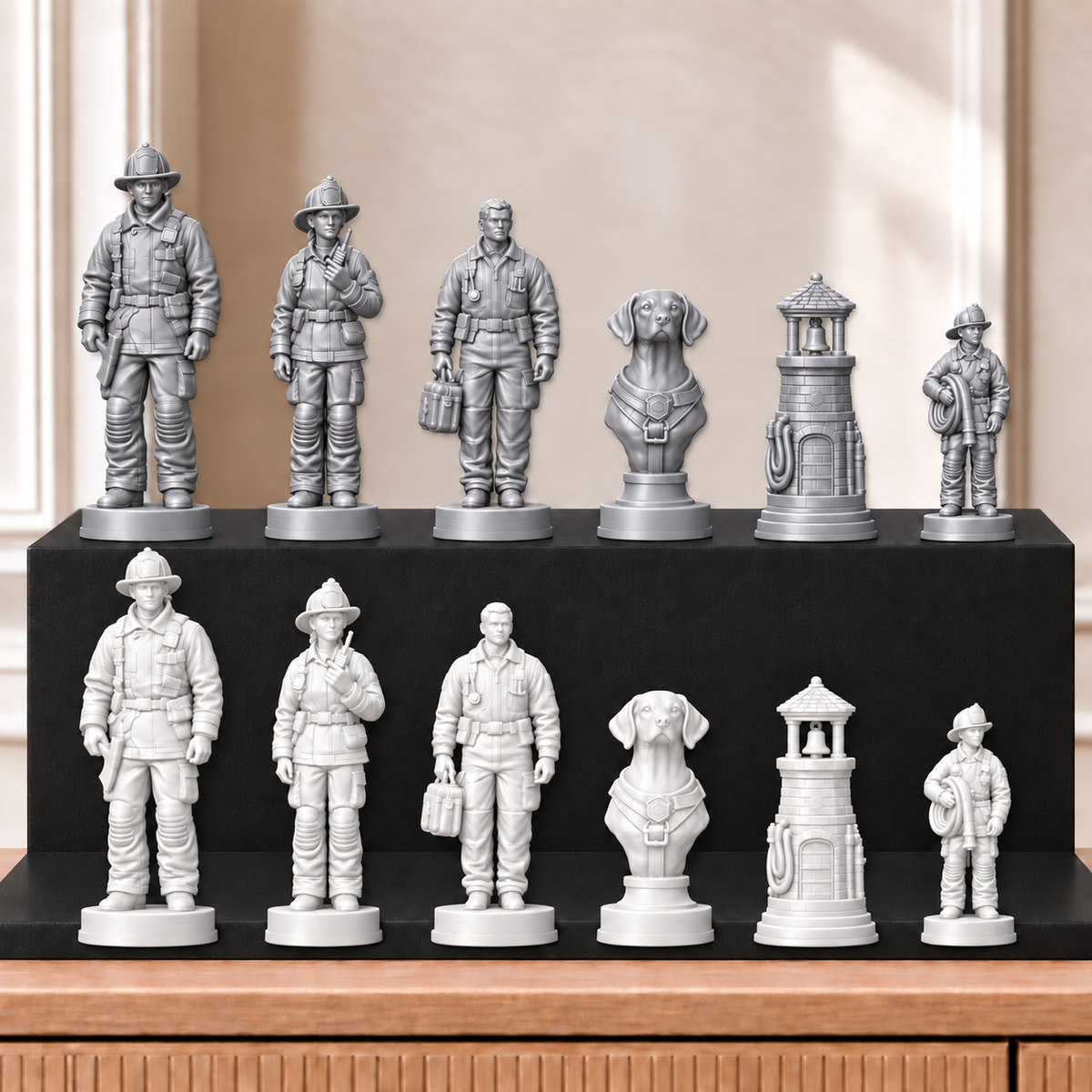 Feuerwehr – thematisches Schachfigurenset mit 32 Figuren – Ansicht 9