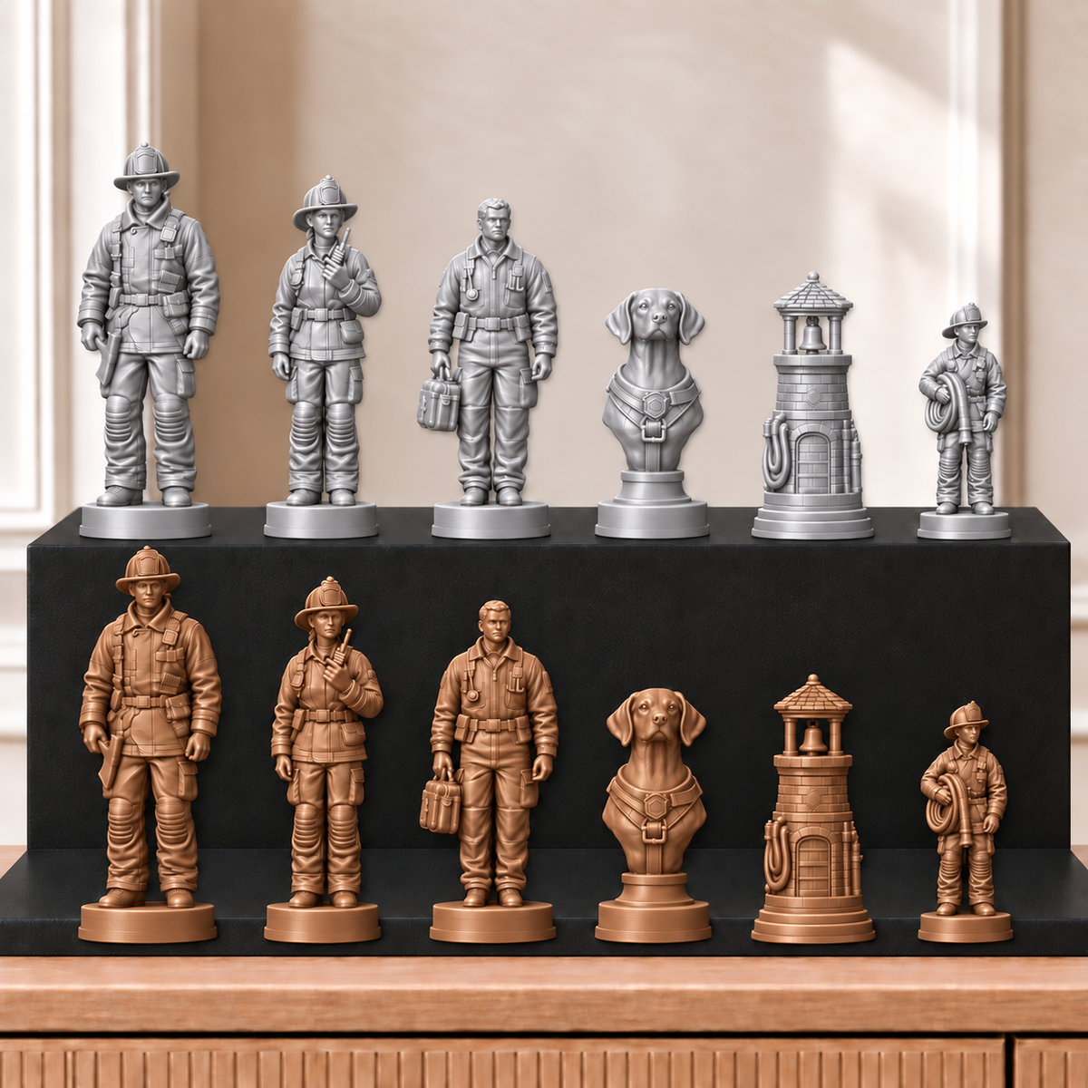 Feuerwehr – thematisches Schachfigurenset mit 32 Figuren – Ansicht 10