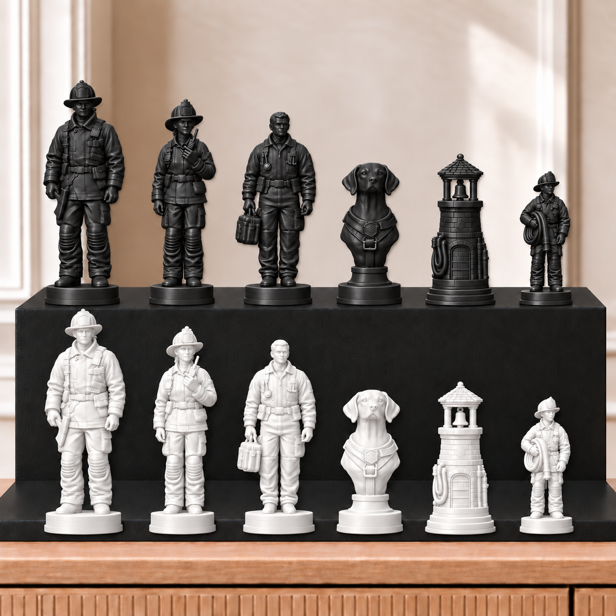 Feuerwehr – thematisches Schachfigurenset mit 32 Figuren – Ansicht 11